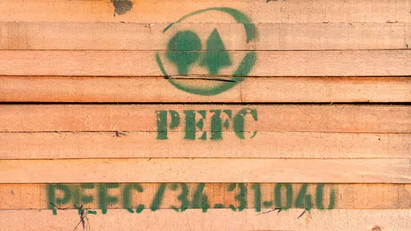 PEFC stamped wood